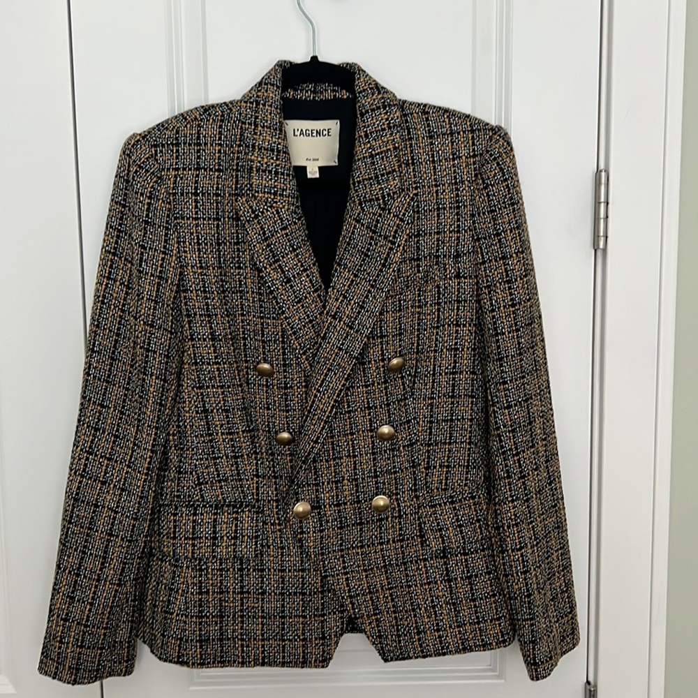 NWOT L’Agence Kenzie blazer - black/gold tweed
